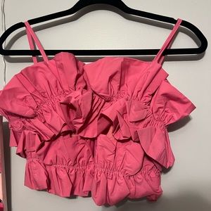 Pink Faux Leather Crop Tank Top